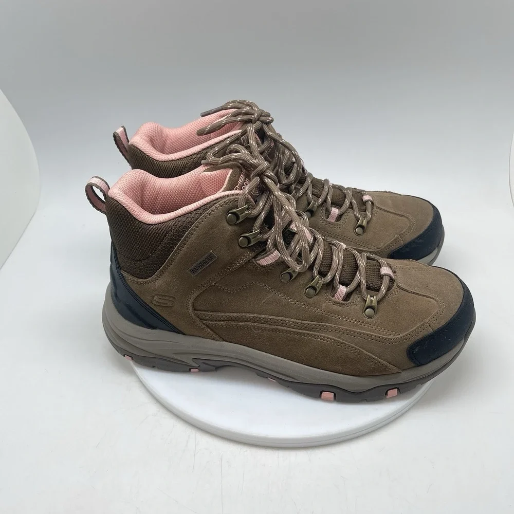 Skechers Boots Womens 10 Relaxed Fit Trego Alpine 167004W Brown Pink Trail Shoes